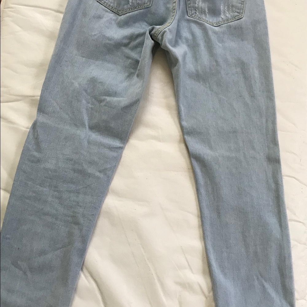 Light blue stretch cut out denim